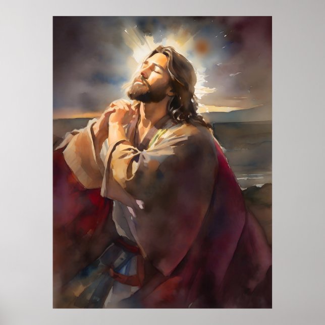 Jesus betet im Park Poster (Vorne)
