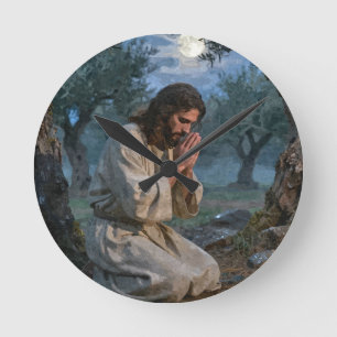 Jesus betet runde wanduhr