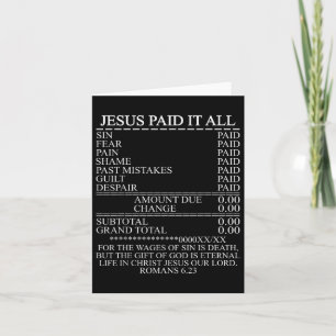 Jesus bezahlte alles, um Christliche katholische B Karte