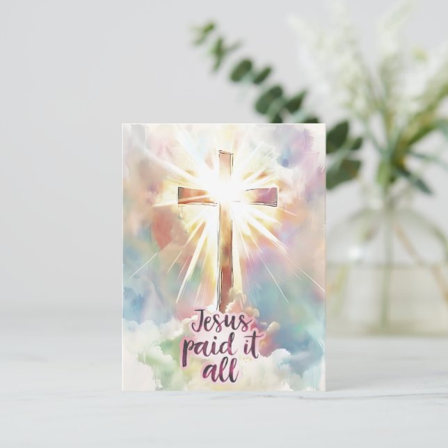 Jesus bezahlte es alles Christliche Hymne Ostern Postkarte (Stehend Vorderseite)