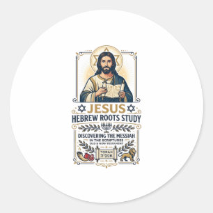 Jesus Bibel Sprachen Hebräisch Griechisch Nerd-Shi Runder Aufkleber