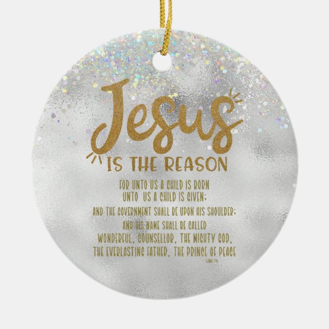Jesus, Bibelverse Freude am Weihnachtsfest Keramik Ornament (Vorne)