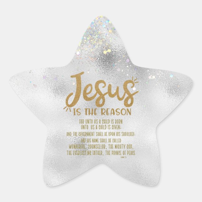 Jesus, Bibelverse Freude am Weihnachtsfest Stern-Aufkleber (Vorderseite)