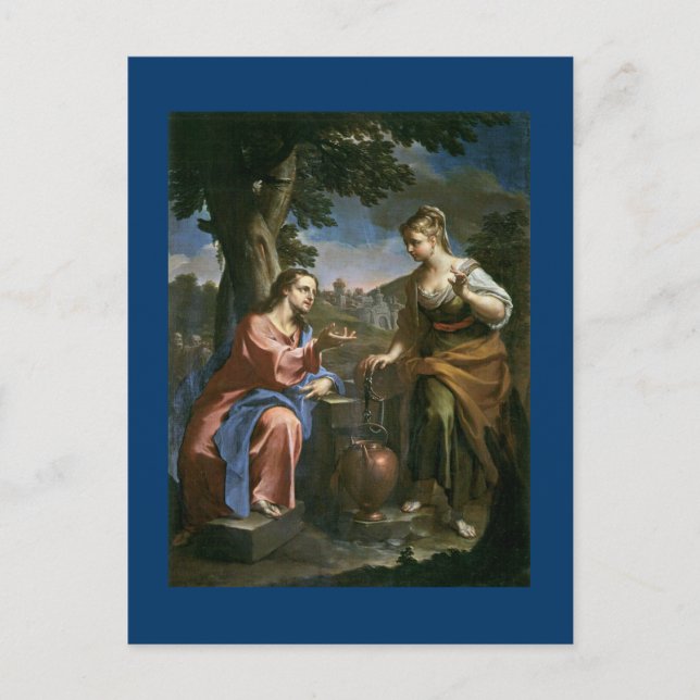 Jesus bietet lebendiges Wasser Postkarte (Vorderseite)