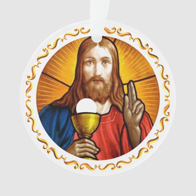 Jesus-Bild mit goldenem Rahmen Ornament (Vorderseite)