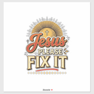 Jesus Bitte Repariere Es Vintage Christliche Typog Aufkleber