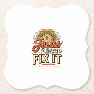 Jesus Bitte Repariere Es Vintage Christliche Typog Untersetzer