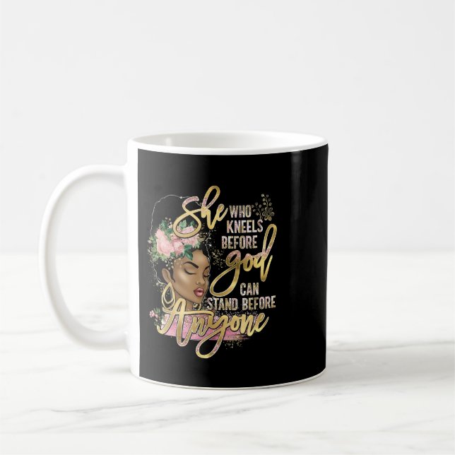 Jesus Black Girl Sie, die kniet vor Gott Christi Kaffeetasse (Links)