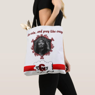 Jesus Bleib ruhig & bete wie verrückt Monogramm Ta Tasche