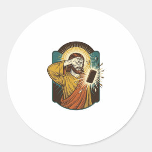 Jesus blendet die maximale Helligkeit des Telefons Runder Aufkleber