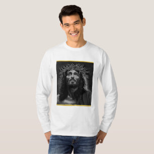 Jesus blickt in den Himmel mit einem Goldfoliendes T-Shirt