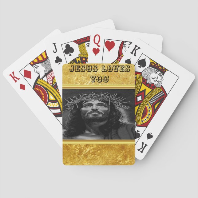 Jesus blickte in den Himmel mit Goldfolie Spielkarten (Rückseite)