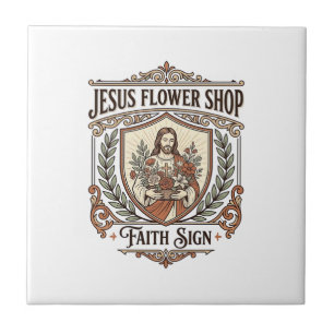 Jesus Blumenladen Glaubensschild Jesus Blumenladen Fliese