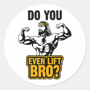 Jesus Bodybuilding T-Shirt - Trainierst du überhau Runder Aufkleber