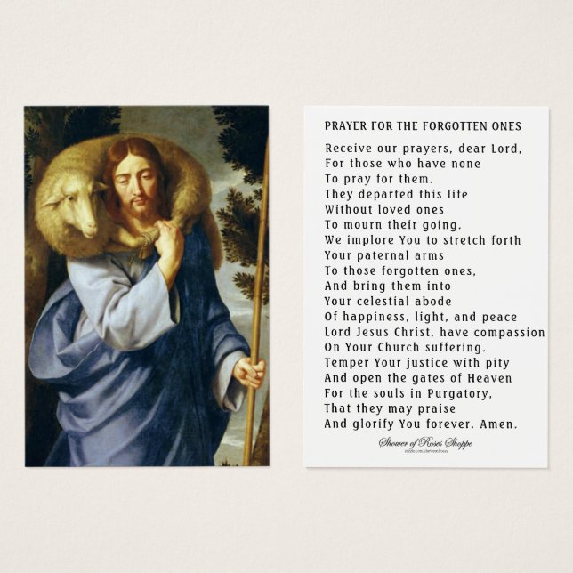 Jésus Bon Berger Âmes dans la prière de Purgatoire (Devant & derrière)