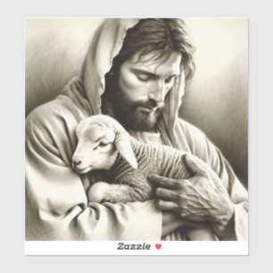 JESUS Bon Pasteur grand autocollant décalcomanie