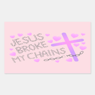 Jesus brach mein Ketten-rosa Kreuz Rechteckiger Aufkleber