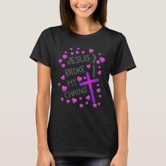 Jesus brach meine rosa Ketten und lila Kreuz T-Shirt
