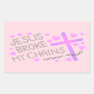 Jesus brach mir die Ketten rosa Kreuz Rechteckiger Aufkleber