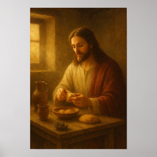 Jesus bricht Brot Poster (Vorne)