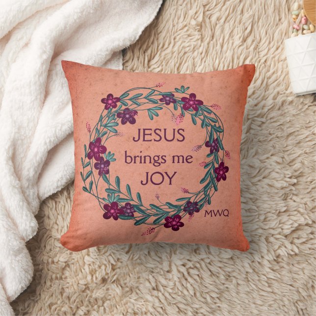 JESUS BRINGS ME JOY Floral Christlich Kissen (Decke)