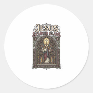 Jesus-Buntglas Jesus-Buntglas Kathedrale  Runder Aufkleber