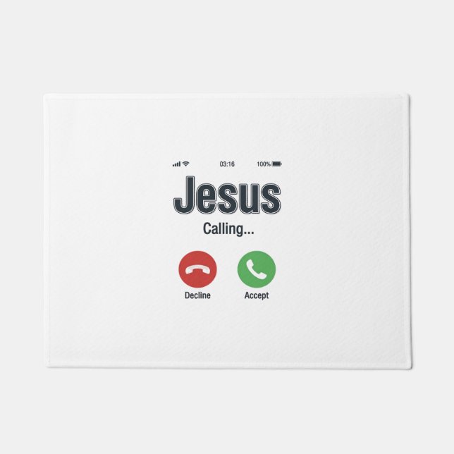 Jesus Calling Telefonbildschirm Christliches T-Shi Fußmatte (Vorderseite)