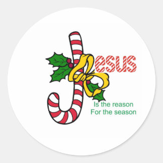 Jesus Candy Cane Runder Aufkleber