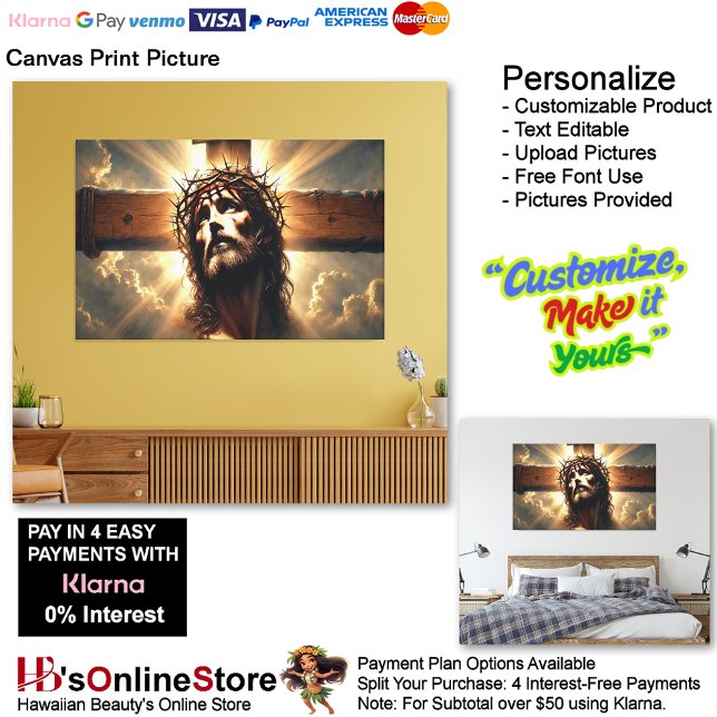 Jesus Canvas Print Picture 11 Leinwanddruck (Jesus Cross Clouds Biblical Spiritual Canvas Print Picture 11.)