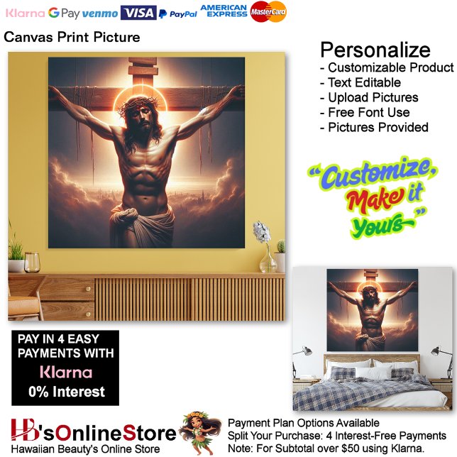 Jesus Canvas Print Picture 12 Leinwanddruck (Jesus Cross Clouds Biblical Crucifix Canvas Print Picture 12.)
