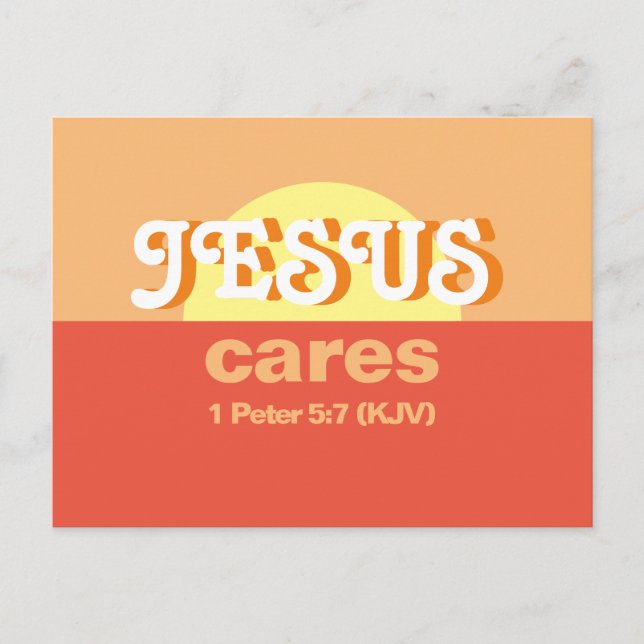 Jesus Cares. 1 Peter 5.7 (KJV) - Einladungspostkarte (Vorderseite)