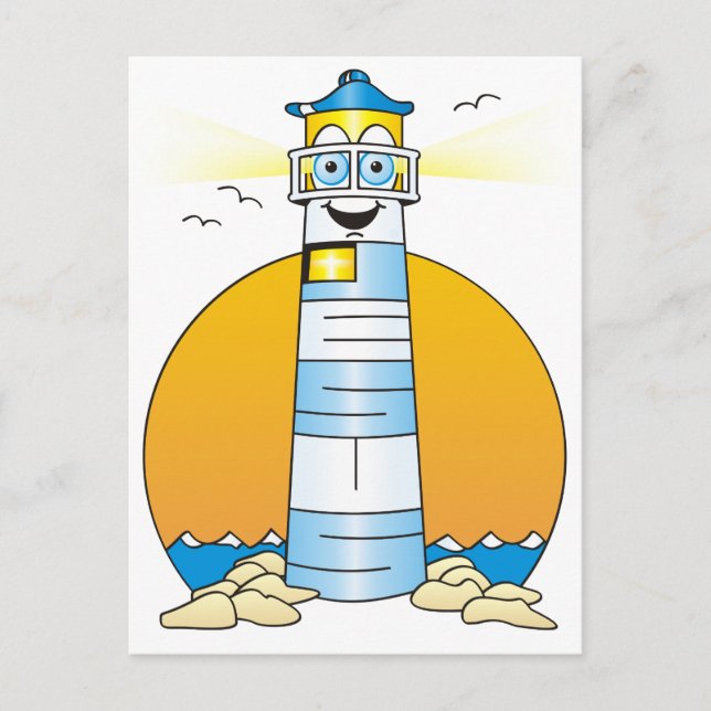 Jesus Cartoon Lighthouse Postkarte (Vorderseite)