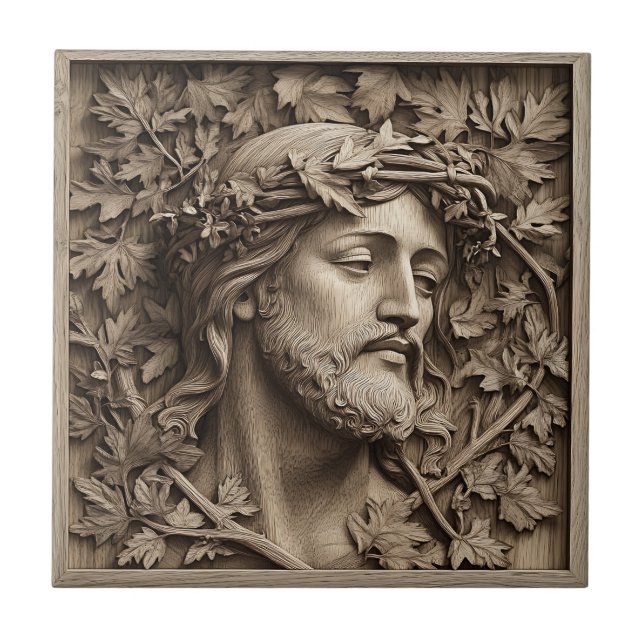 Jesus Carving Keramik Tile Fliese (Vorderseite)