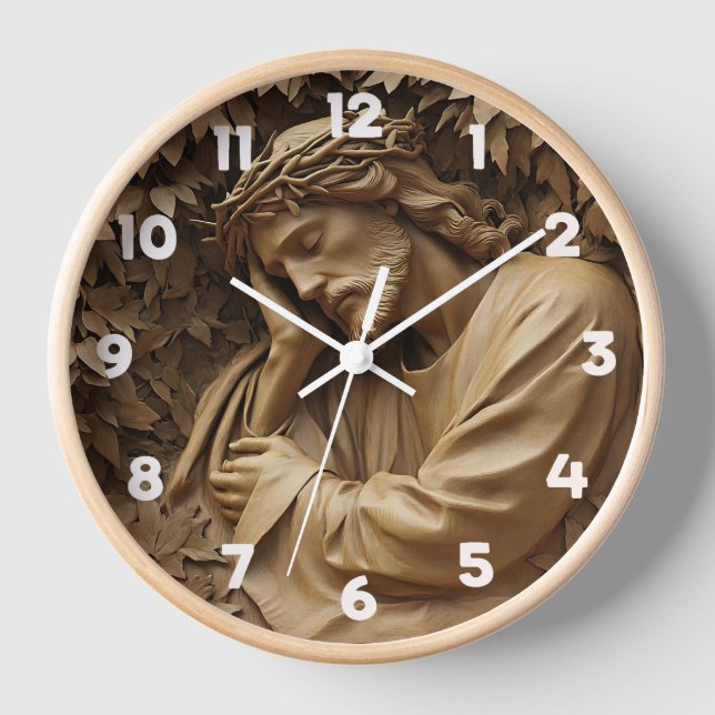 Jesus Carving Wall Clock Uhr (Vorderseite)