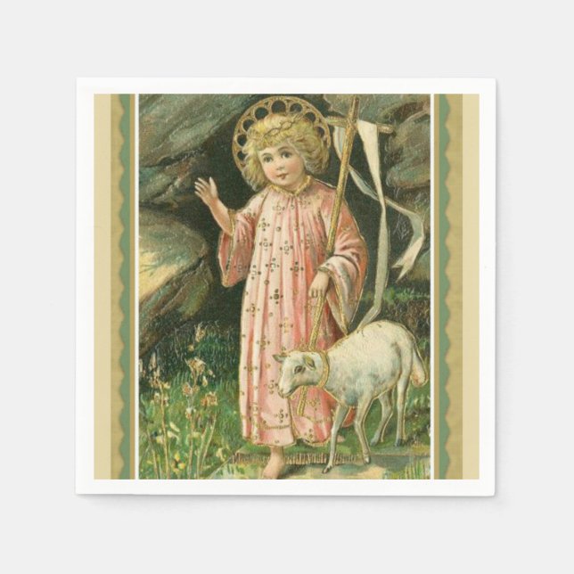 Jesus Child Cross Lamm Osterkönig Serviette (Vorderseite)