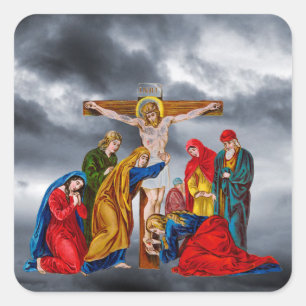 JESUS CHRIST AUF DEM CROSS QUADRATISCHER AUFKLEBER