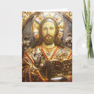 Jesus Christ bemalt Symbol Feiertagskarte