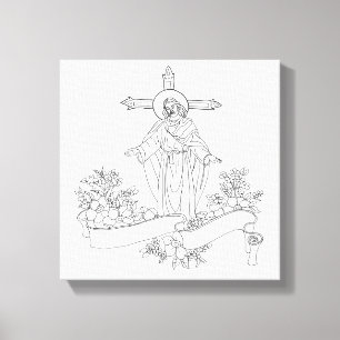 Jesus Christ Bildlaufseite und Blume Kunstfärbung Leinwanddruck