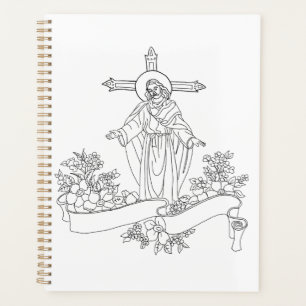 Jesus Christ Bildlaufseite und Blume Kunstfärbung Planer