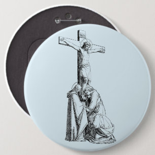 Jesus Christ Crucifixe Kreuzung Illustration Kunst Button