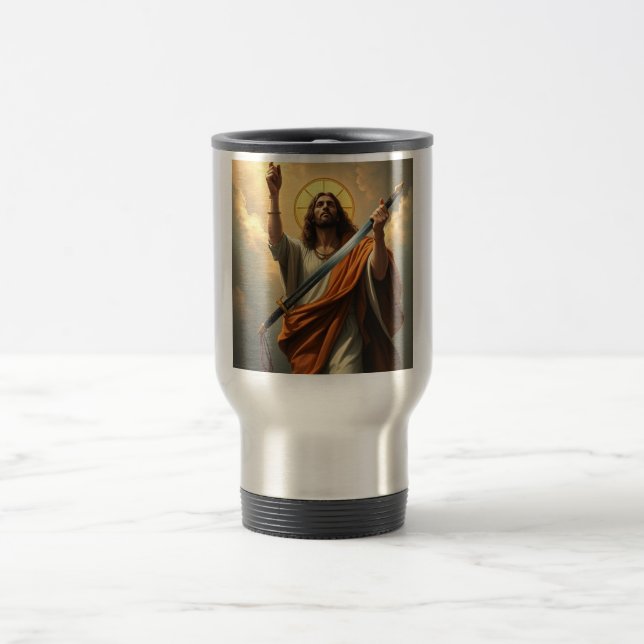 Jésus Christ est le roi Acier Voyage Mug (Centre)