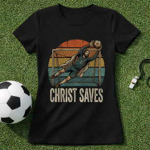 Jesus-Christ Fußball-Torwart Retro Glaube T-Shirt