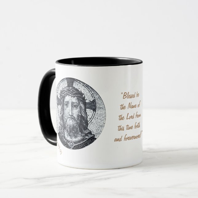Jesus Christ & Gebet "Psalm 113:2 Bless" Kaffee m Tasse (Vorderseite Links)