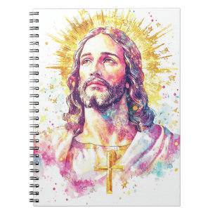 Jesus-Christ-Gesicht-Aquarellmalerei religiös Notizblock