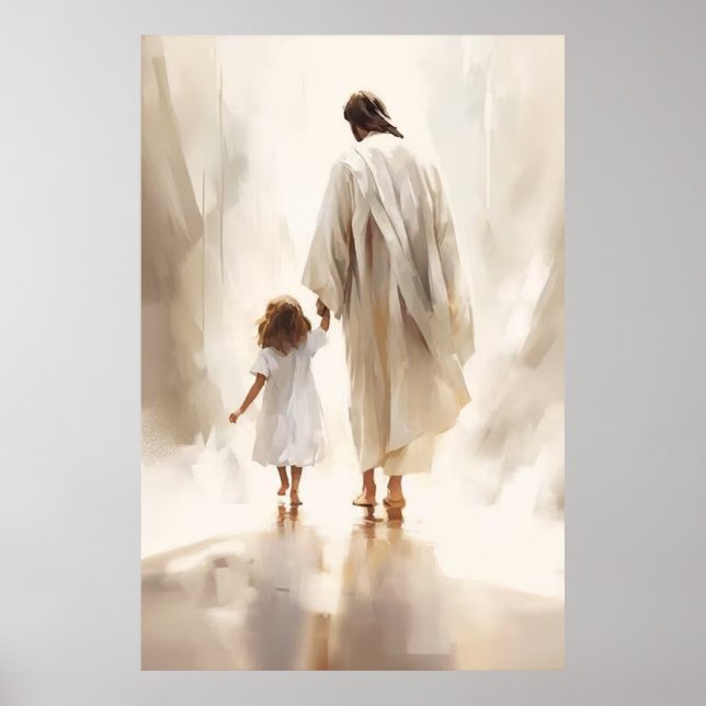 Jesus Christ Girl Child Painting Poster (Vorne)