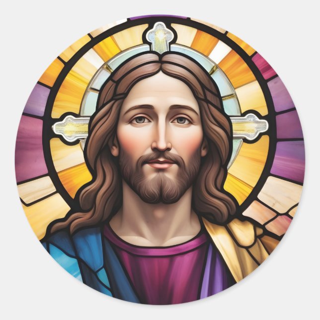 Jesus Christ Imitats Festglas Runder Aufkleber (Vorderseite)