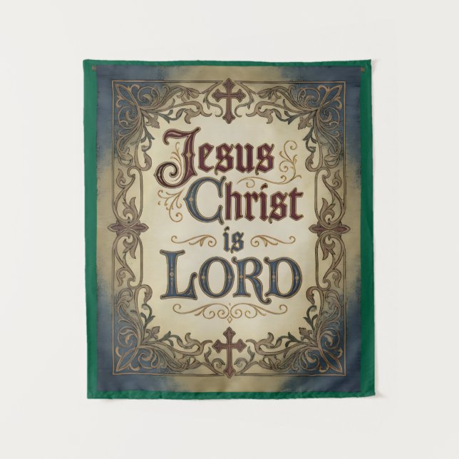 'Jesus Christ is LORD' Christian Inspired Tapestry Wandteppich (Vorderseite)
