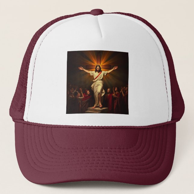 Jesus Christ ist Trucker Hut Risen Truckerkappe (Vorderseite)