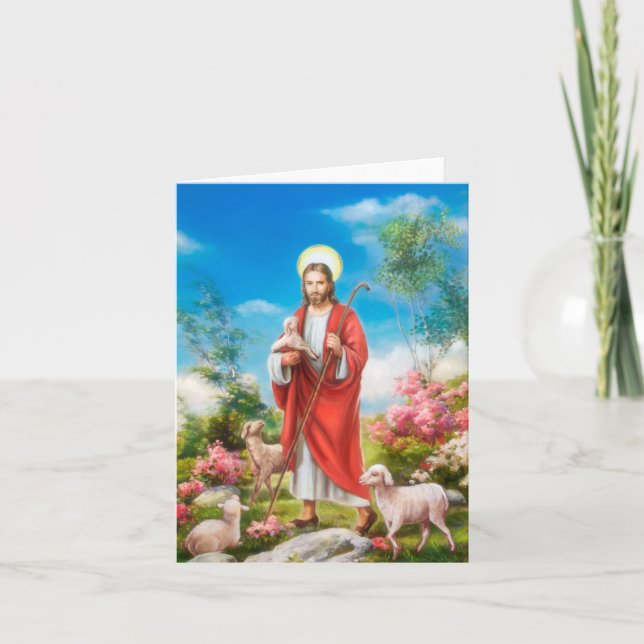 Jesus Christ Lamb Shepherd Karte (Vorderseite)