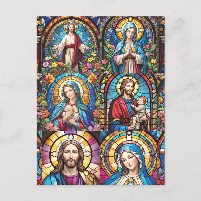 Jesus Christ Mary & Joseph Christlich gestettetes  Postkarte (Vorderseite)